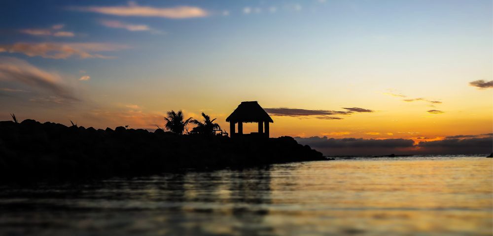 my-fiji-orange-beach-sunset-with-hut-in-waya-islands